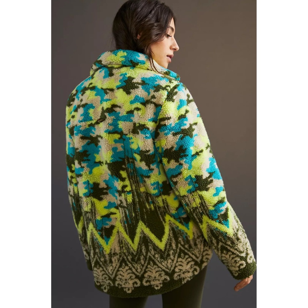 Anthropologie Pilcro Camo Sherpa Jacket Zip Up Fleece Teddy Mountain‎ Camouflage